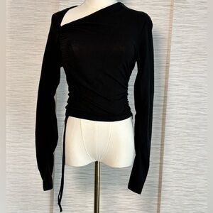 SOLD Black Asymmetric Long-Sleeve Women's Top